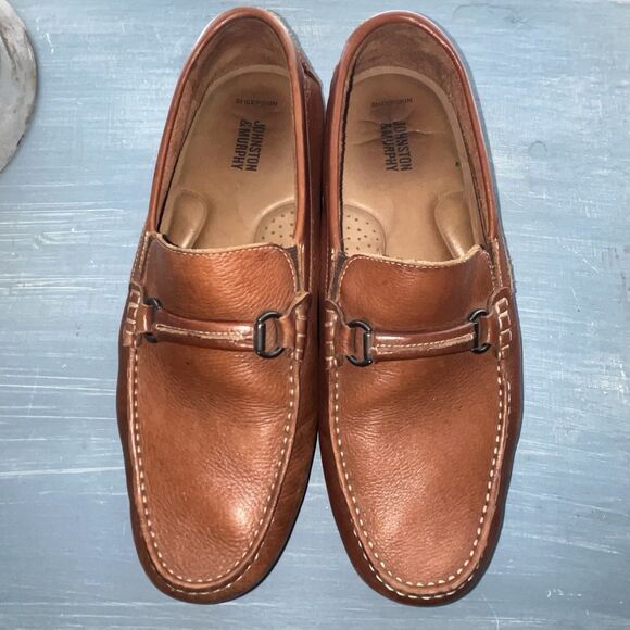 Johnson & Murphy Brown Leather Sheepskin Slip On Loafers Men Size 11m - Picture 1 of 10